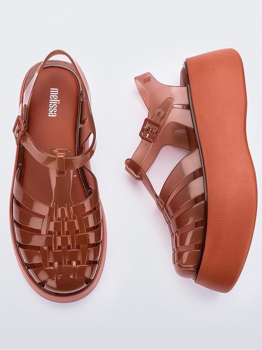 Melissa Women’s Platform Jelly Sandals in Brick Brown Size 9